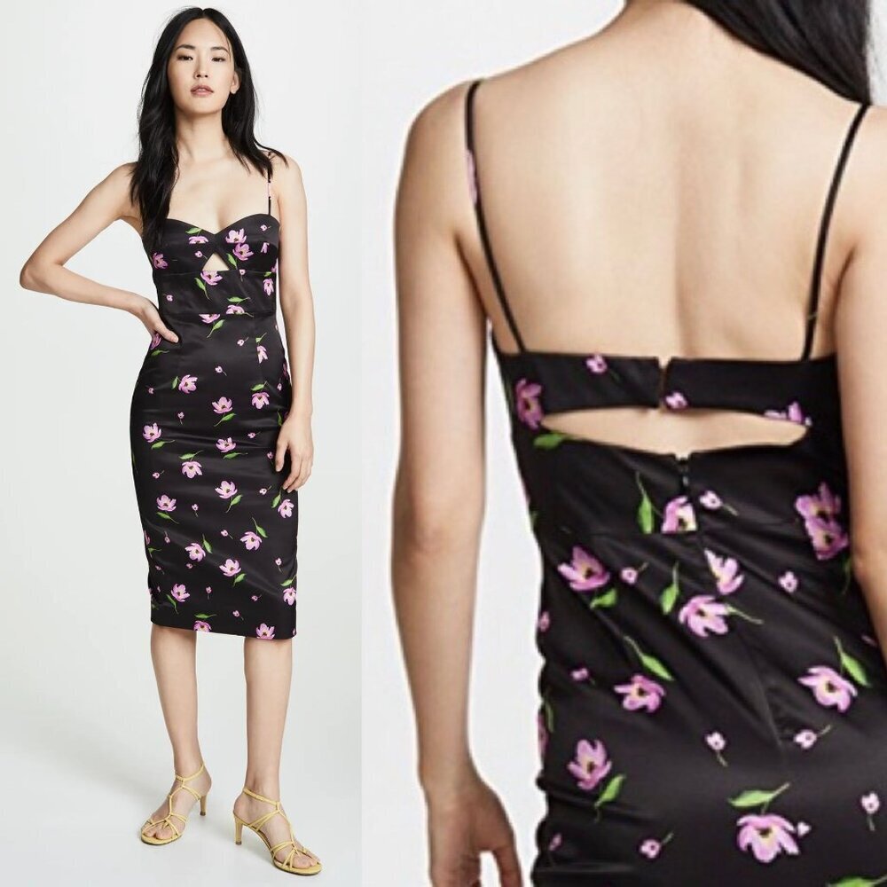 Milly Black & White Uma Cutout Sweetheart Midi Dress Size 6 - 26987